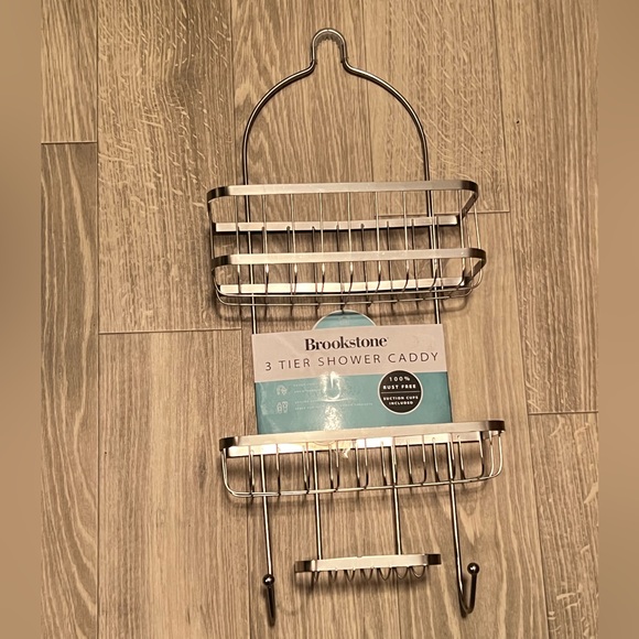 3 tier shower caddy for hanging in shower use shelving soap holder with hooks - Picture 5 of 5